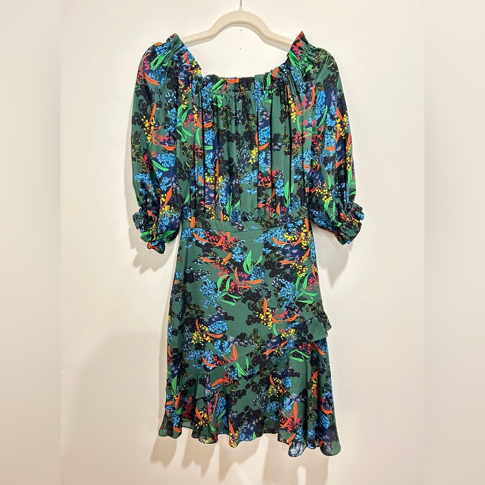 SALONI Silk Green Knee-Length Dress